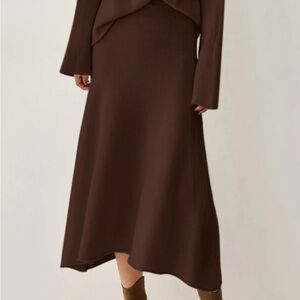 Commense Brown Knit Midi Skirt – Size S